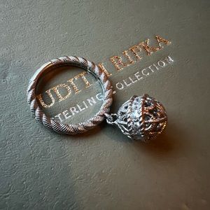 Beautiful Judith Ripka dangle ball ring. Sterling silver. Size just at a 9